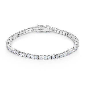 Silvertone Finish Victorian Cubic Zirconia Tennis 7 Inch Bracelet